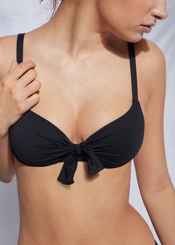 Női Calzedonia Párnázott Push Up Indonesia Eco micro Bikini Felsők Fekete | HU1823YU