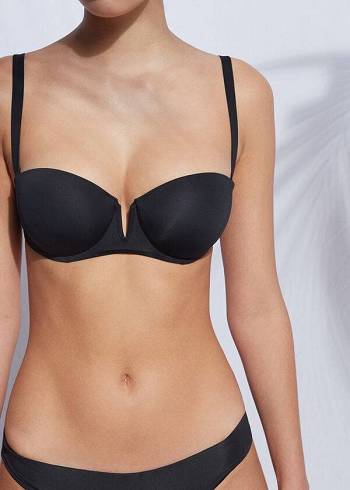Női Calzedonia Párnázott Push Up Indonesia Eco rosa Bikini Felsők Fekete | HU1825IS