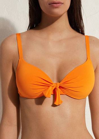 Női Calzedonia Párnázott Push Up Indonesia Eco Sexy Bikini Felsők Narancssárga | HU1828AP