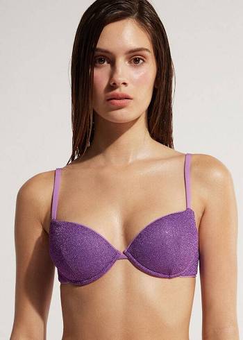 Női Calzedonia Párnázott Push-Up Las Vegas Bikini Felsők Lila | HU1858GL