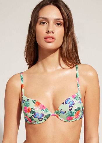 Női Calzedonia Párnázott Push-Up Malibu Bikini Felsők Színes | HU1862LH