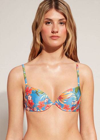 Női Calzedonia Párnázott Push-Up Maui Bikini Felsők Zöld | HU1865CE