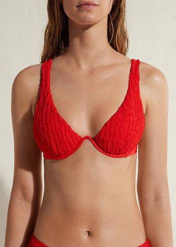 Női Calzedonia Párnázott Push-up Marrakech Bikini Felsők Piros | HU1863ZG