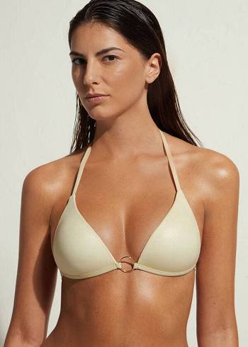Női Calzedonia Párnázott Triangle Abu Dhabi Bikini Felsők Arany | HU1892VD