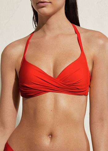 Női Calzedonia Párnázott Triangle Indonesia Eco Bikini Felsők Piros | HU1906AP