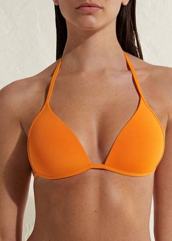 Női Calzedonia Párnázott Triangle Indonesia Eco rise Bikini Felsők Narancssárga | HU1917CE