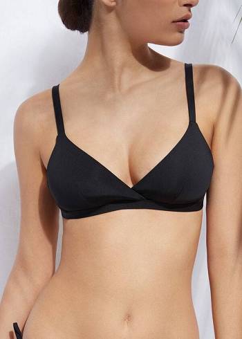 Női Calzedonia Párnázott Triangle Indonesia Eco rosa Bikini Felsők Fekete | HU1920NB