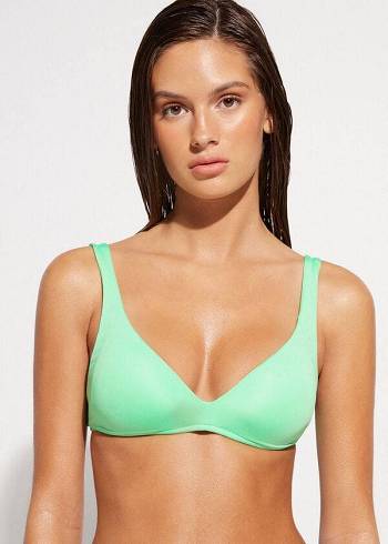 Női Calzedonia Párnázott Triangle Indonesia Eco rosa Bikini Felsők Menta | HU1922QZ