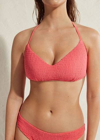Női Calzedonia Párnázott Triangle Lanzarote Bikini Felsők Rózsaszín | HU1932AP
