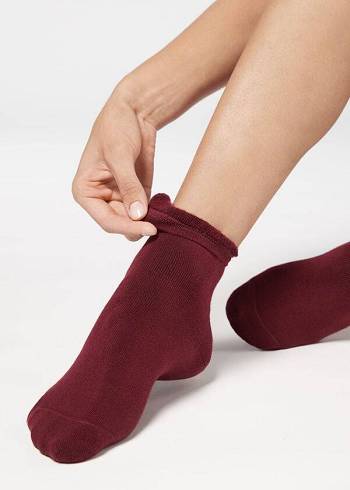 Női Calzedonia Rövid Pamut Thermal Zokni Piros | HU2491JJ