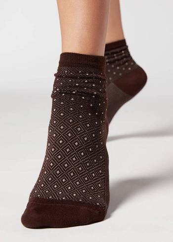 Női Calzedonia Rövid Patterned Zokni Barna | HU2507QZ