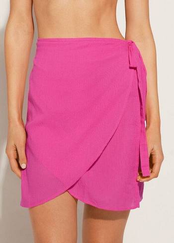 Női Calzedonia Rövid Wrap Sarong Cover Ups Rózsaszín | HU2144GL