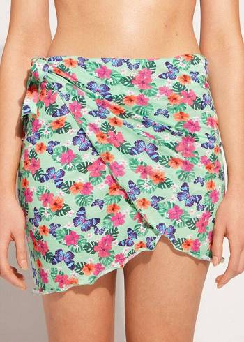 Női Calzedonia Rövid Wraparound Sarong Cover Ups Kék | HU2145HK