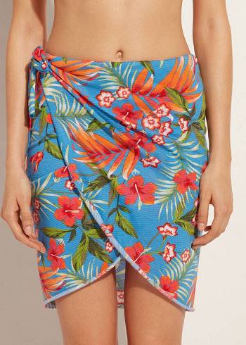 Női Calzedonia Rövid Wraparound Sarong Cover Ups Zöld | HU2147KI
