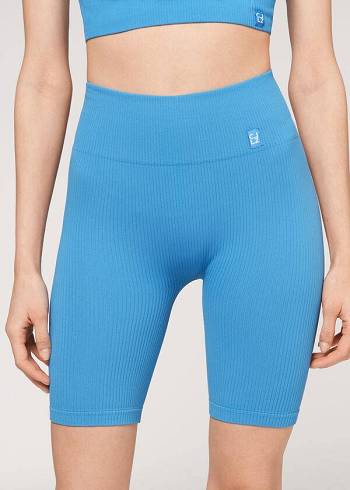 Női Calzedonia Seamless Sport Bike Leggings Kék | HU2677YU