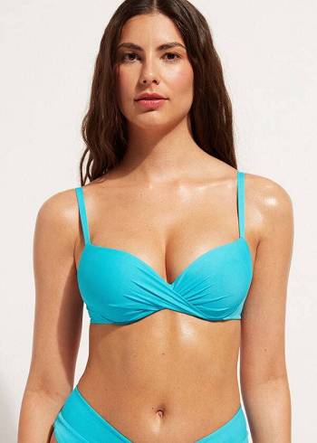 Női Calzedonia Soft Graduated Super Párnázott Push-up Indonesia Bikini Felsők Türkiz | HU1960DN
