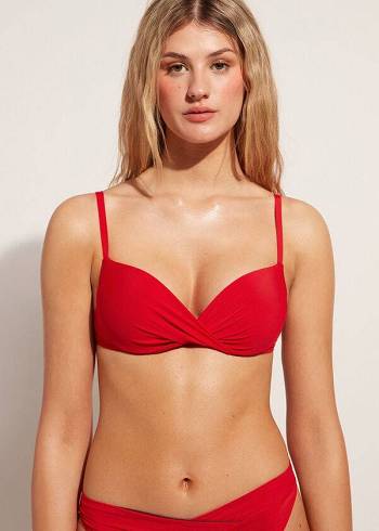 Női Calzedonia Soft Graduated Super Párnázott Push-up Indonesia Bikini Felsők Piros | HU1961FM