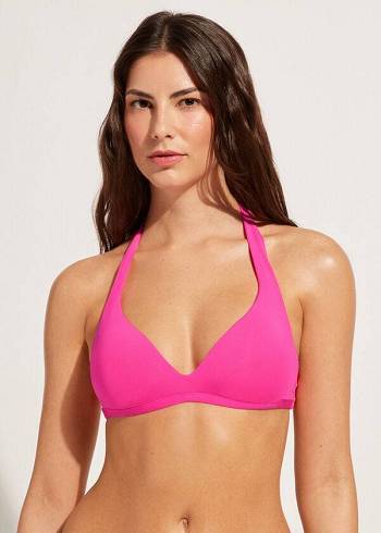 Női Calzedonia Soft Párnázott Triangle Indonesia Bikini Felsők Rózsaszín | HU1966LH