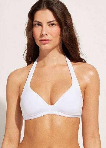Női Calzedonia Soft Párnázott Triangle Indonesia Bikini Felsők Fehér | HU1967ZG