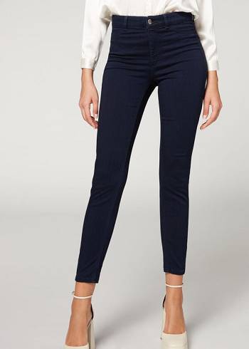 Női Calzedonia Soft Touch Thermal Sovány Nadrág Sötétkék | HU2741DN