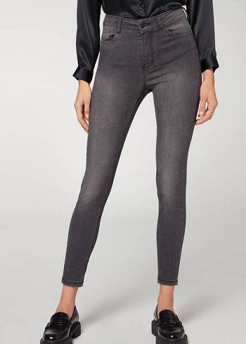 Női Calzedonia Super Flex Denim High Derekú Superskinny Farmer Nadrág Szürke | HU2616CE