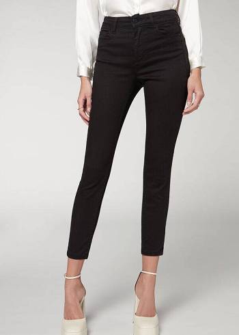 Női Calzedonia Super Flex Denim High Derekú Superskinny Farmer Nadrág Fekete | HU2617XF