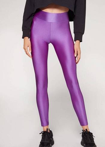 Női Calzedonia Super Shiny Leggings Lila | HU2691KI