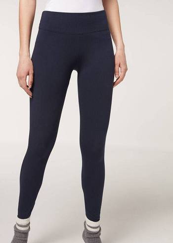 Női Calzedonia Supima Pamut Leggings Kék | HU2694HK