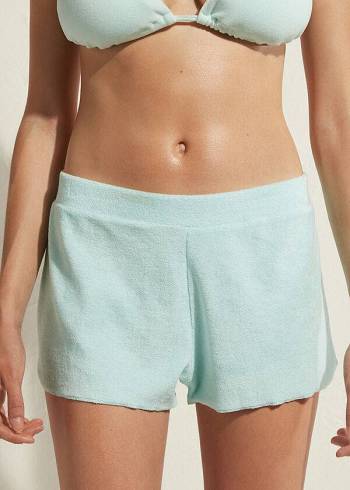 Női Calzedonia Terrycloth Shorts Cover Ups Kék | HU2149ZG