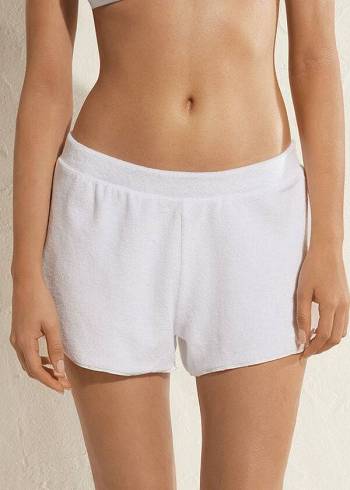 Női Calzedonia Terrycloth Shorts Cover Ups Fehér | HU2150XF