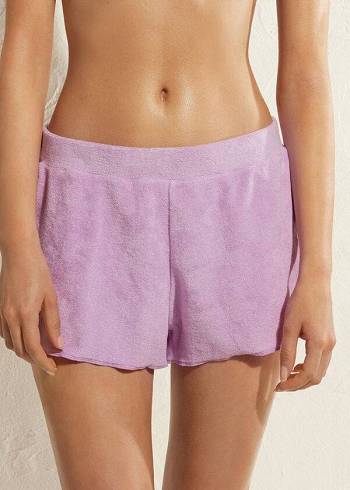Női Calzedonia Terrycloth Shorts Cover Ups Lila | HU2152VD