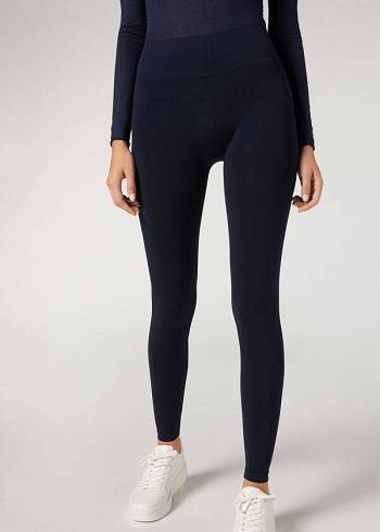 Női Calzedonia Ultra-Opaque Microfiber Leggings Kék | HU2708WY